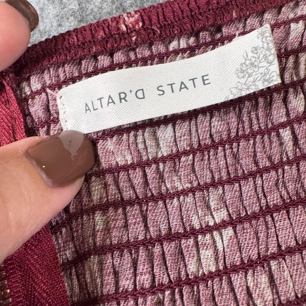 Altar'd State Darcy Strapless Floral Maxi Dress Tiered Boho Sz XL Wine Cottage - Picture 4 of 10